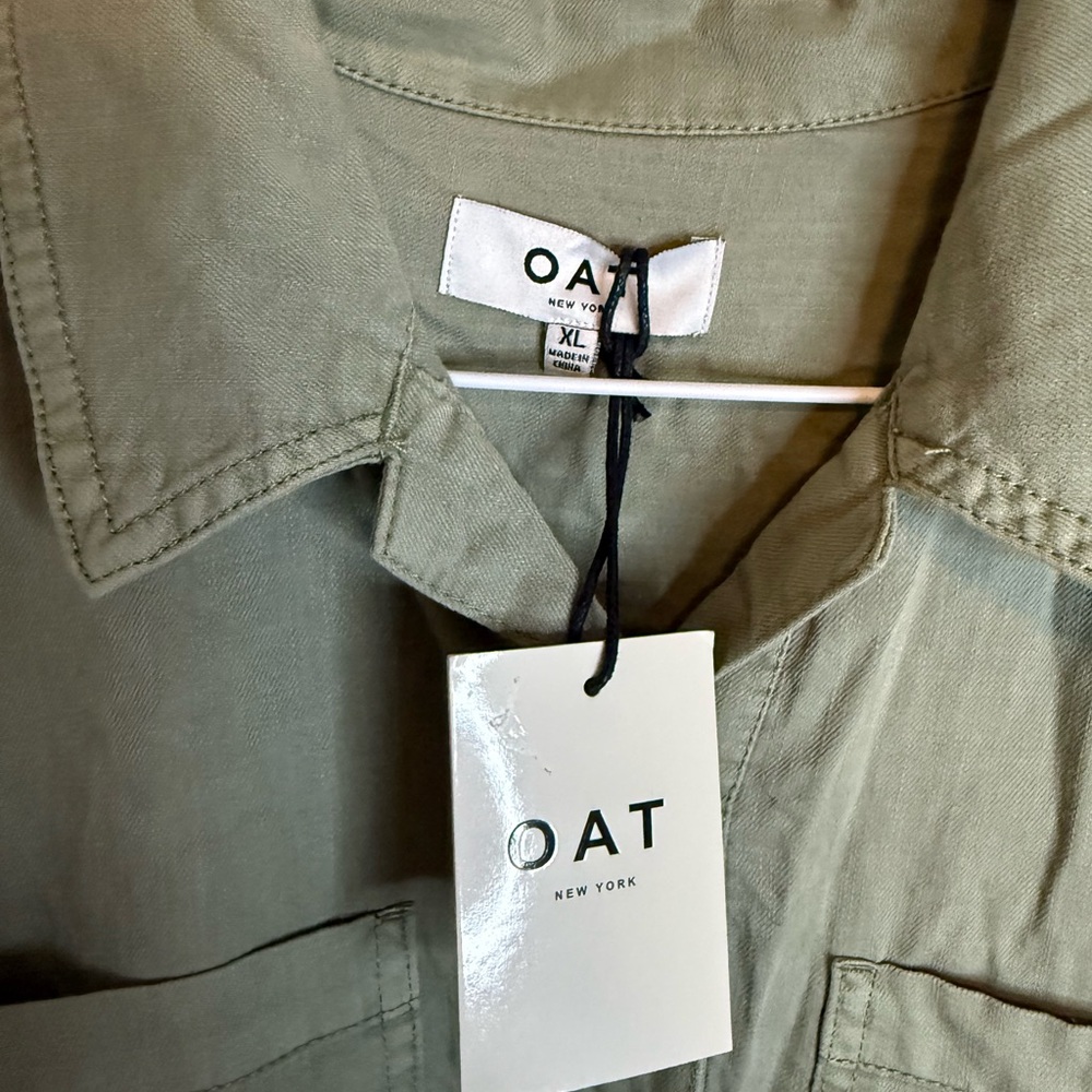 Oat New York Olive Green Collared Shirt - Picture 2 of 3
